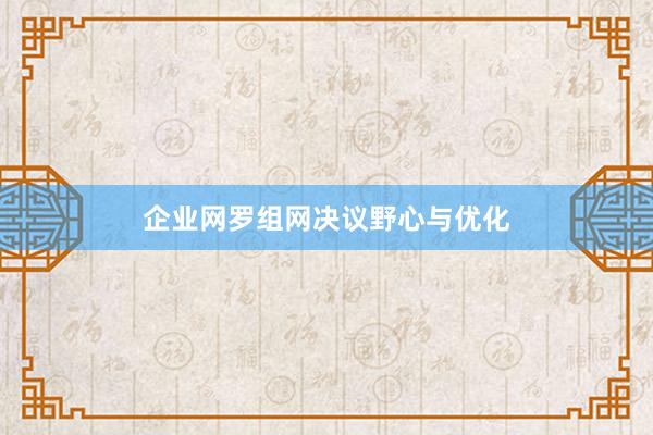 企业网罗组网决议野心与优化